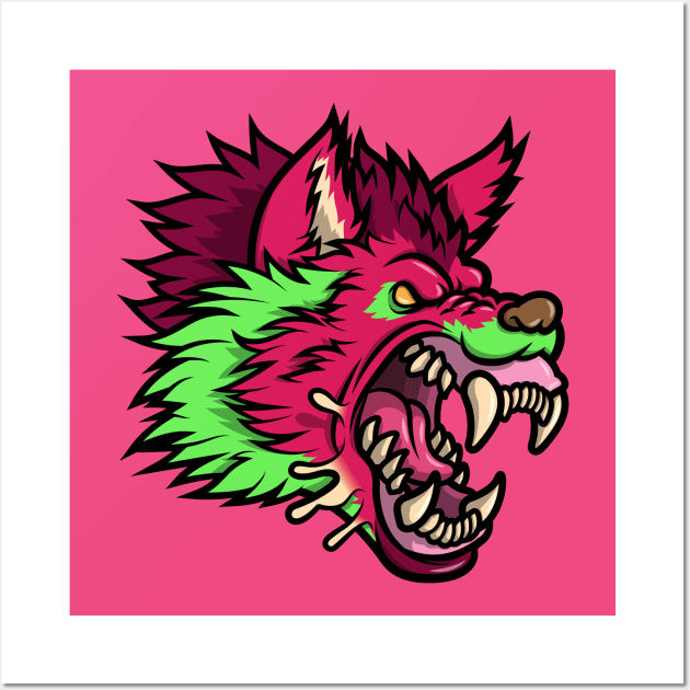 Pink Punk Wolf Wall Art by JenniferSmith